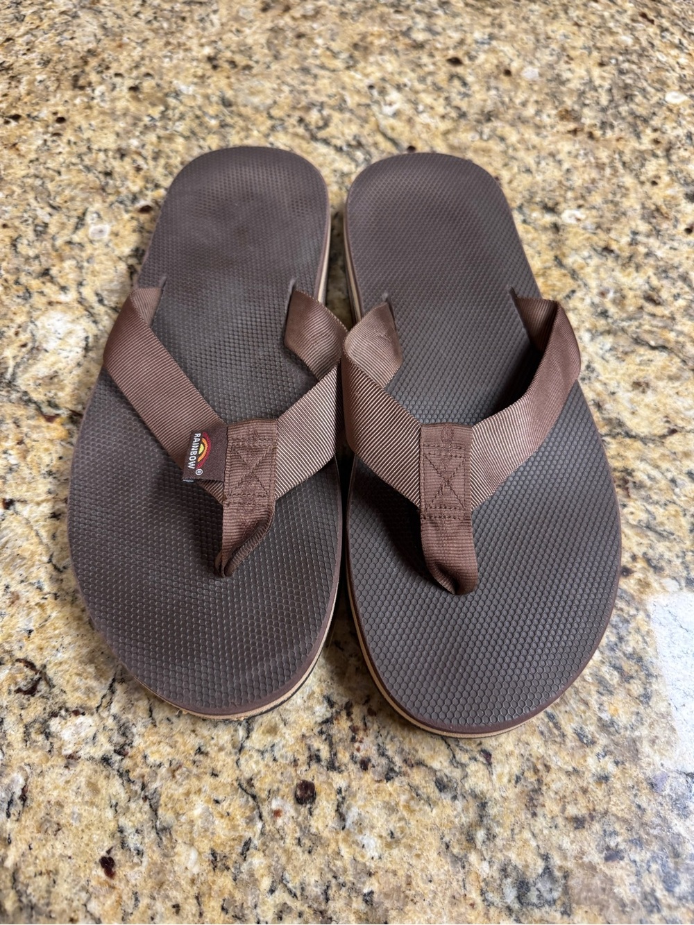 Rainbow Men's Brown Flip-Flop Sandals with Wide Fabric Straps